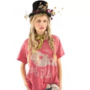 Magnolia Pearl Will Travel For Disco Distressed Boyfriend Tee NWT